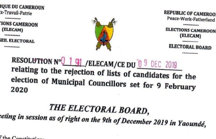Election des conseillers municipaux 2020 : L’intégralité des rejets par Elecam