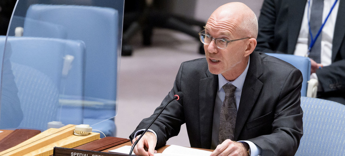 James Swan, chef de la Mission d'assistance des Nations Unies en Somalie, devant le Conseil de sécurité.