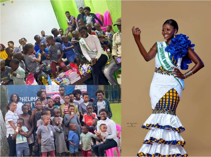 Actions sociales : La 1ere Dauphine Miss Nord 2022 Rosaline MBESNE, en mère Theresa dans plusieurs orphelinats à Douala
